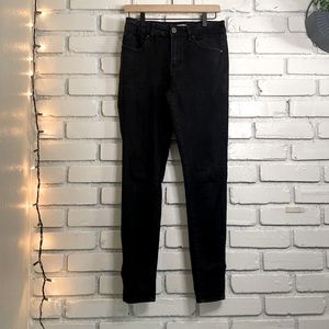 Ashley Mason all black skinny jeans juniors womens slitted on ankles